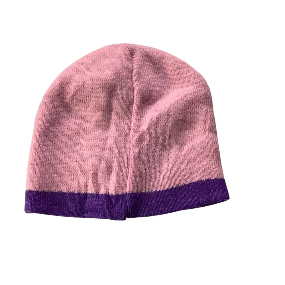 Disney Princess Girls Knit Beanie Hat Kid Size‎ Pink Purple Embroidered Crown